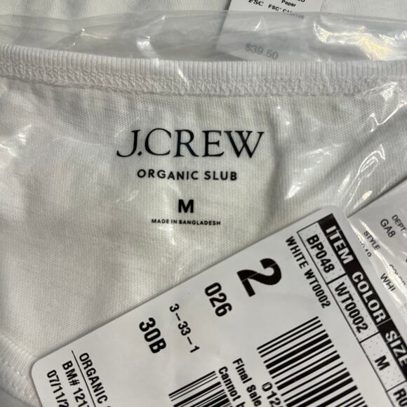NWT J. Crew White Slim-Fit Organic Slub Cotton Crewneck T-Shirt - Picture 6 of 9